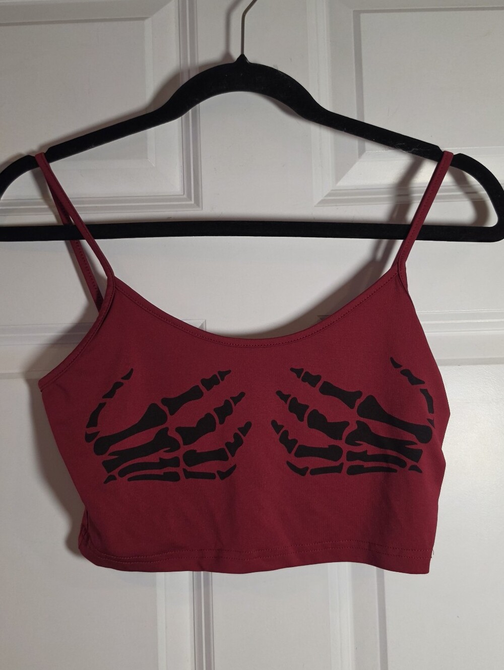 Shein Red Skeleton Hand Crop Cami Top - Women S